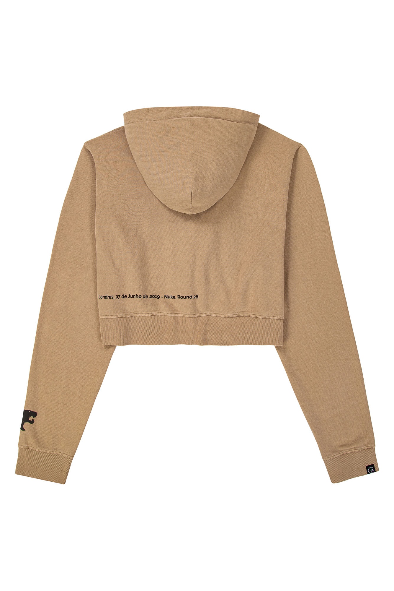 beige moletom com capuz cropped